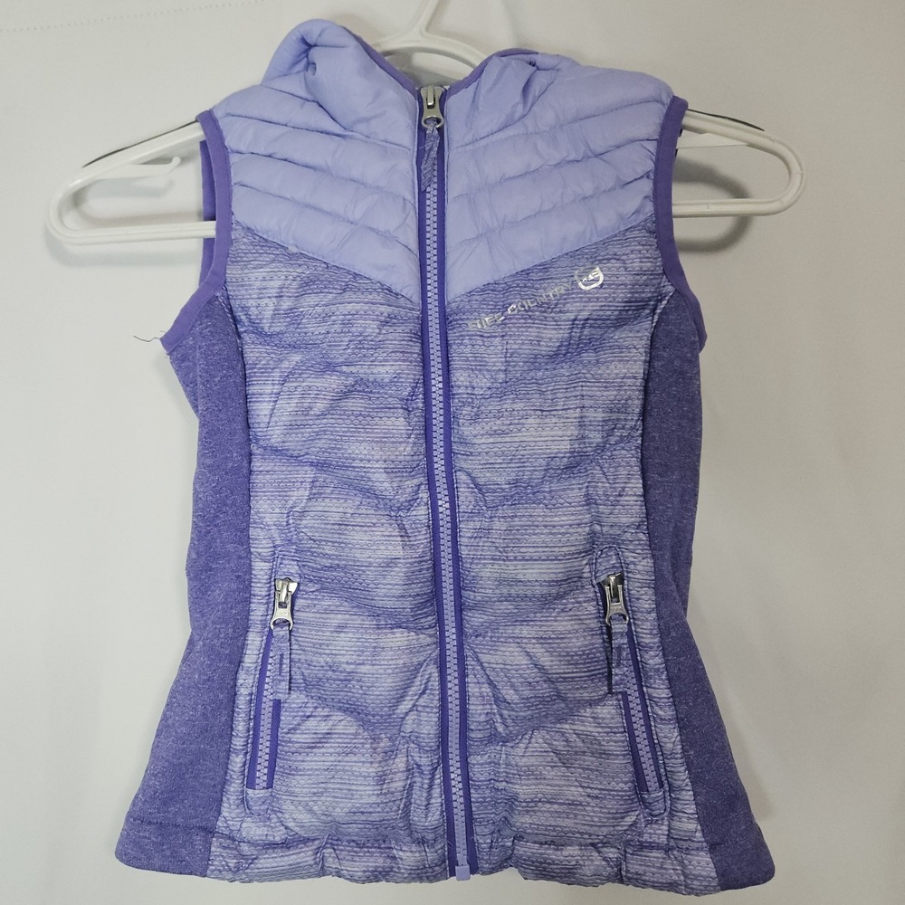 Puffer‎ Vest Girls XS 5/6 Purple Excellent Hooded Down Blend Free Country